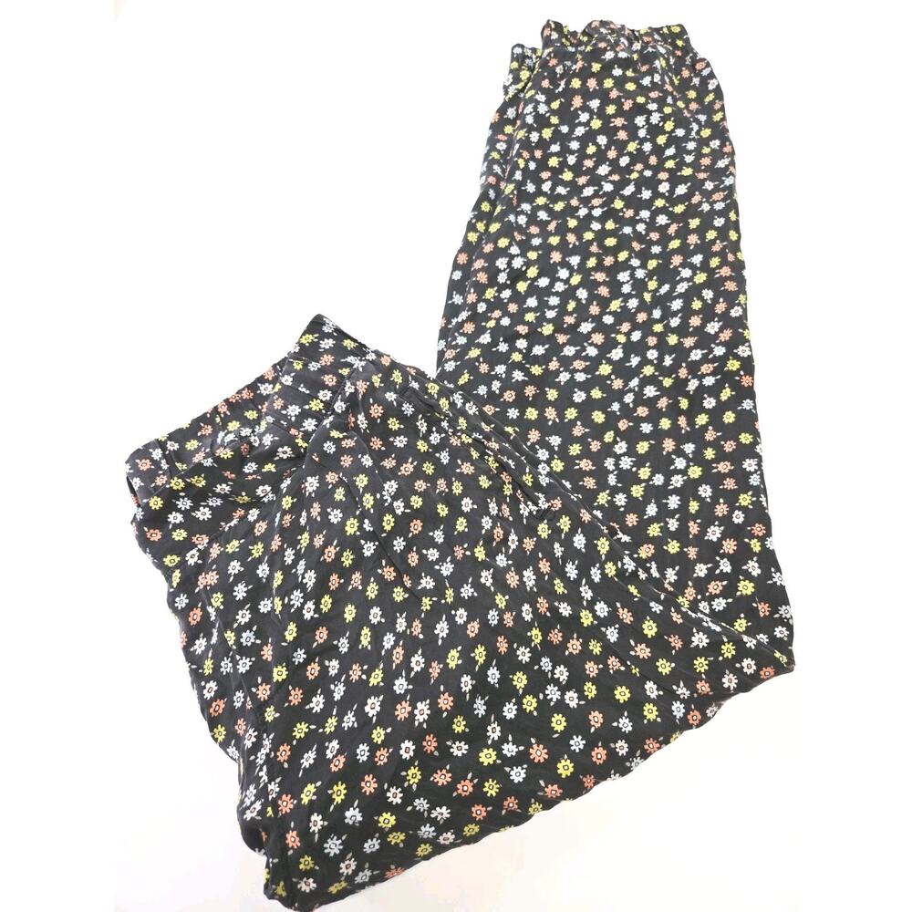 ATM 100% Silk Pants‎ High Rise Floral Print Flat Front Pockets EUC Med